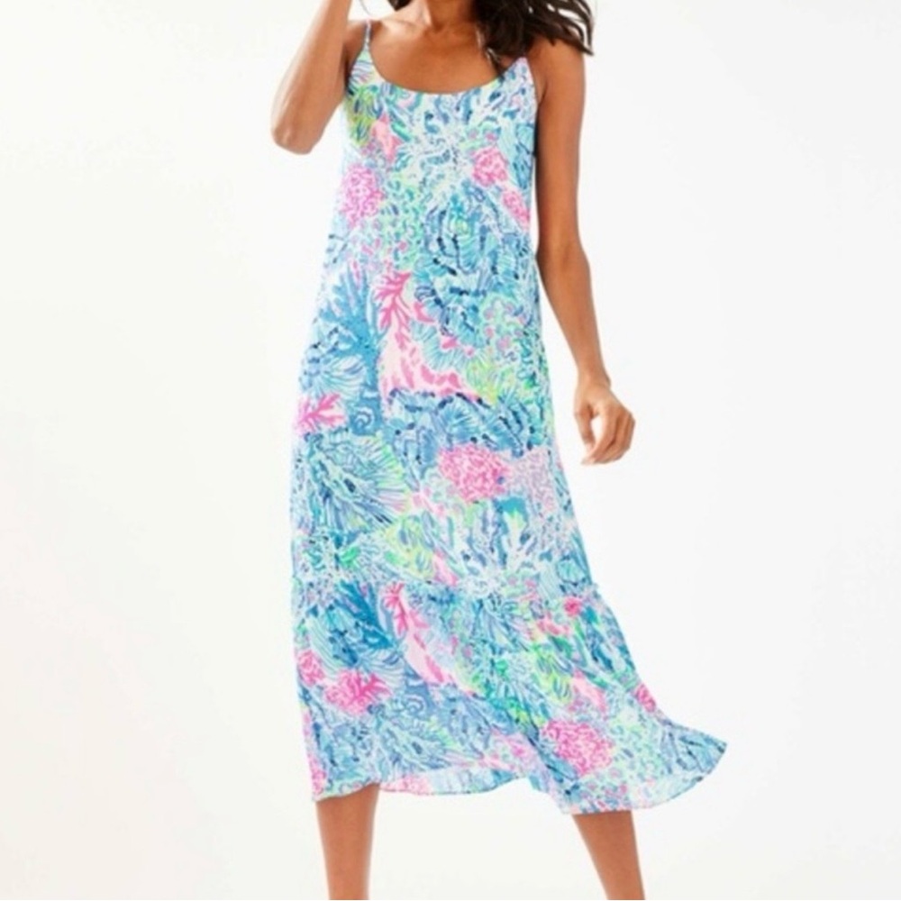 Lilly Pulitzer Winni Maxi Dress in Sink or Swim Multi Color Size Large NWT